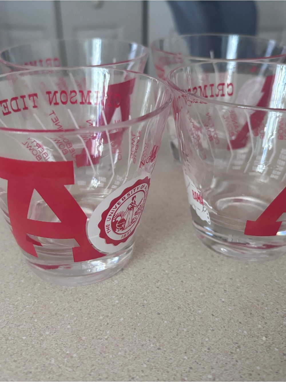 University of Alabama Red Glass Tumbler - Set of 4